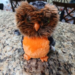 Ty Plush Owl Toy - Orange and Brown